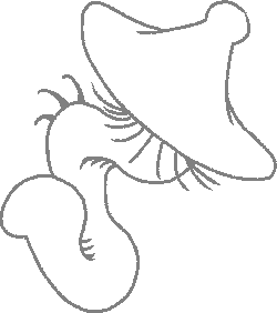 A white-on-gray slithering mushroom